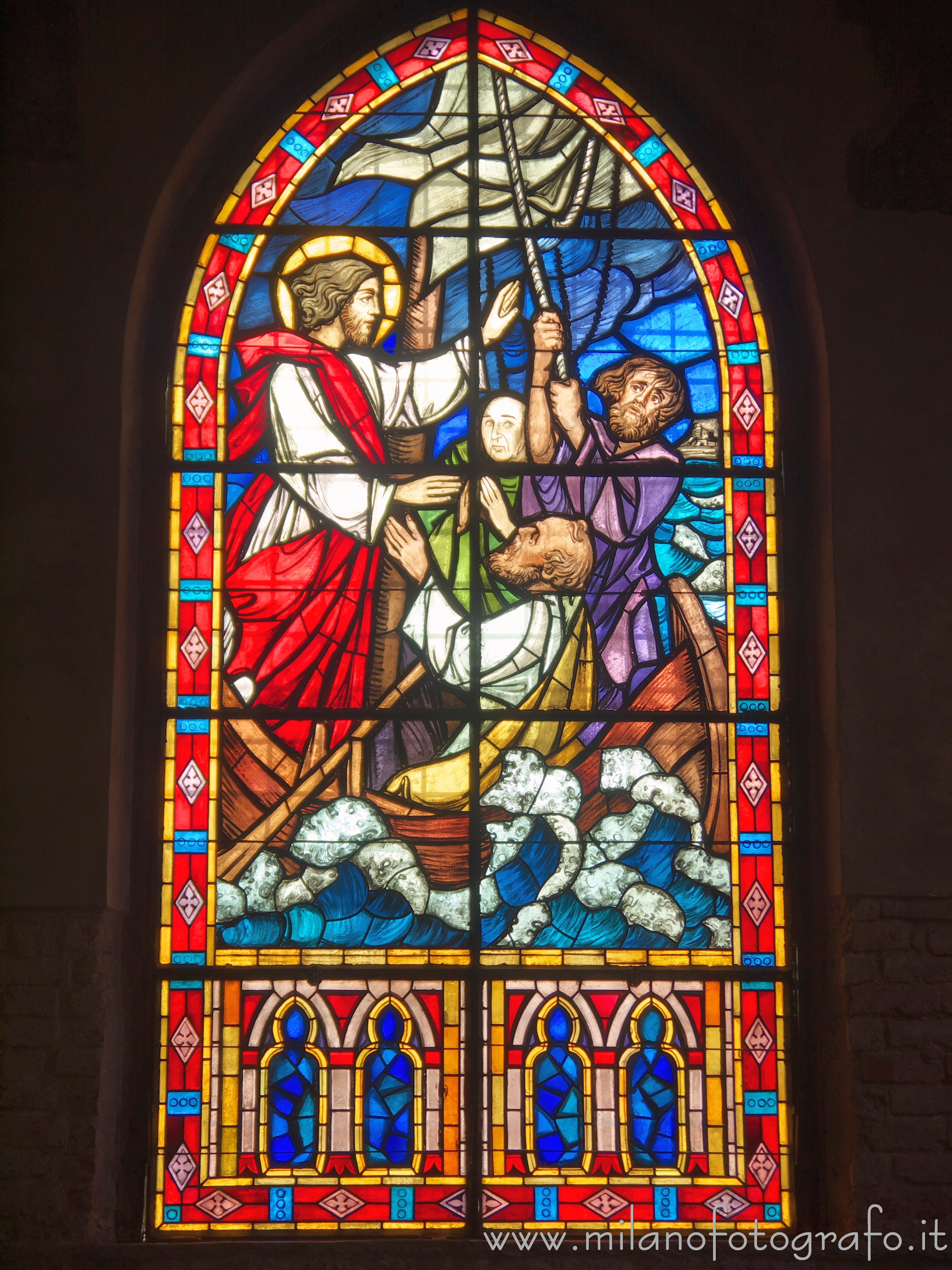 Milan (Italy) - Decorated window in the Church of San Cristoforo at the Naviglio